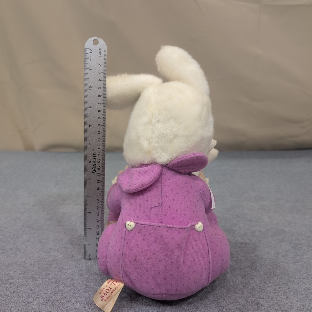 TL Toys 1992 Easter Bunny Doll Purple Outfit Plush‎ Bunny Toy - Picture 2 of 3